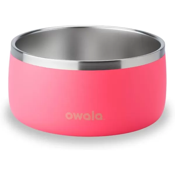 Owala Pet Bowl  Durable Stainless Steel Food and Water Bowl for Dogs Cats and All Pets NonSlip Base 48oz Black Very Very DarkHyper Flamingo