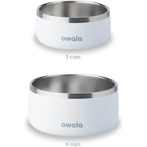 Owala Pet Bowl  Durable Stainless Steel Food and Water Bowl for Dogs Cats and All Pets NonSlip Base 48oz Black Very Very DarkShy Marshmallow