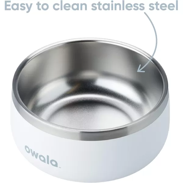 Owala Pet Bowl  Durable Stainless Steel Food and Water Bowl for Dogs Cats and All Pets NonSlip Base 48oz Black Very Very DarkShy Marshmallow