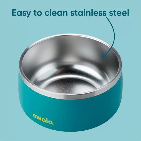 Owala Pet Bowl  Durable Stainless Steel Food and Water Bowl for Dogs Cats and All Pets NonSlip Base 48oz Black Very Very DarkTurquoise  Caicos