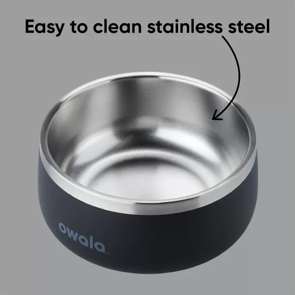 Owala Pet Bowl  Durable Stainless Steel Food and Water Bowl for Dogs Cats and All Pets NonSlip Base 48oz Black Very Very DarkVery  Very Dark