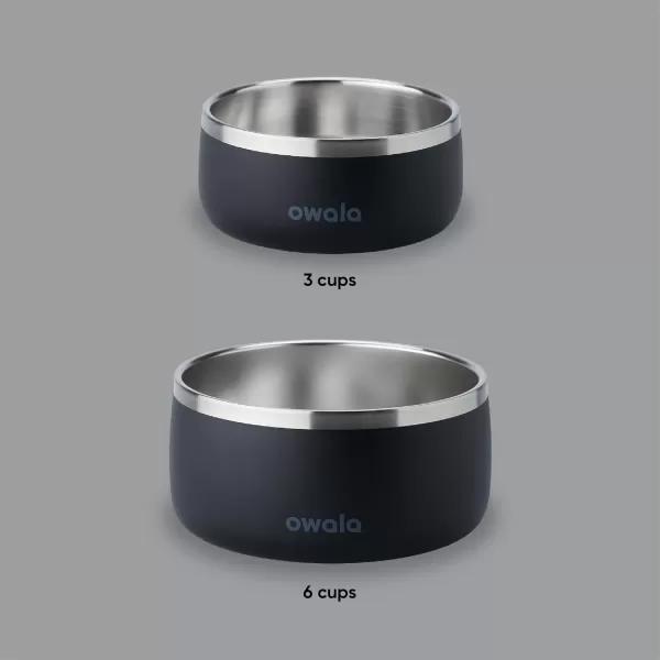 Owala Pet Bowl  Durable Stainless Steel Food and Water Bowl for Dogs Cats and All Pets NonSlip Base 48oz Black Very Very DarkVery  Very Dark