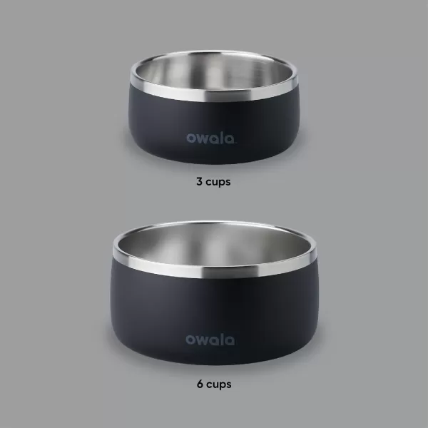 Owala Pet Bowl  Durable Stainless Steel Food and Water Bowl for Dogs Cats and All Pets NonSlip Base 48oz Black Very Very DarkVery  Very Dark