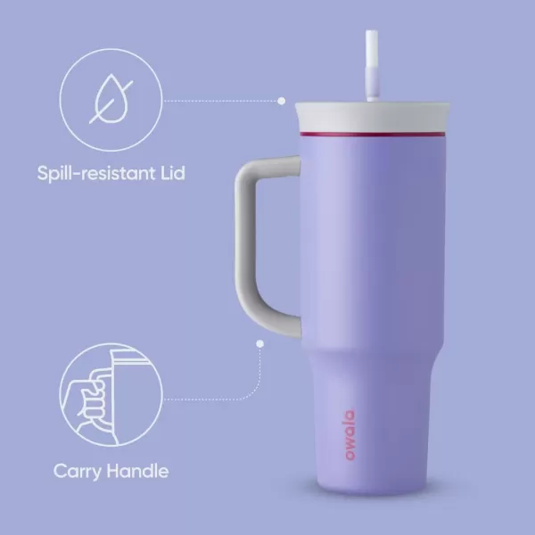 Owala Stainless Steel Triple Layer Insulated Travel Tumbler with Spill Resistant Lid Straw and Carry Handle BPA Free 40 oz Dark Blue Saltwater StarfishWhimsical Daydream