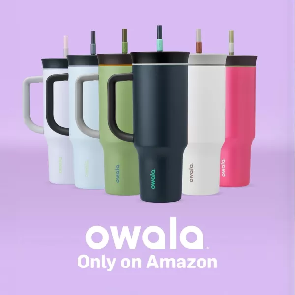 Owala Stainless Steel Triple Layer Insulated Travel Tumbler with Spill Resistant Lid Straw and Carry Handle BPA Free 40 oz Dark Blue Saltwater StarfishWhimsical Daydream