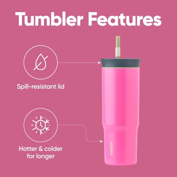 Owala Stainless Steel Triple Layer Insulated Travel Tumbler with Spill Resistant Lid Straw and Carry Handle BPA Free 40 oz Pink Watermelon BreezeWatermelon Breeze