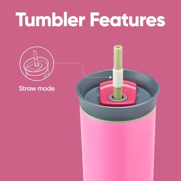 Owala Stainless Steel Triple Layer Insulated Travel Tumbler with Spill Resistant Lid Straw and Carry Handle BPA Free 40 oz Pink Watermelon BreezeWatermelon Breeze