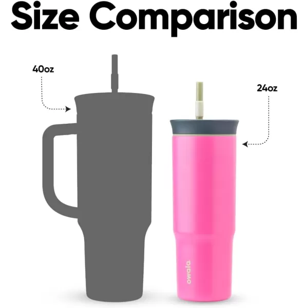 Owala Stainless Steel Triple Layer Insulated Travel Tumbler with Spill Resistant Lid Straw and Carry Handle BPA Free 40 oz Pink Watermelon BreezeWatermelon Breeze