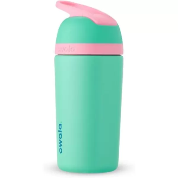 Owala Kids Flip Insulated StainlessSteel Water Bottle with Straw and Locking Lid 14Ounce BrownTeal Mint Chocolate ChipTeal  Pink