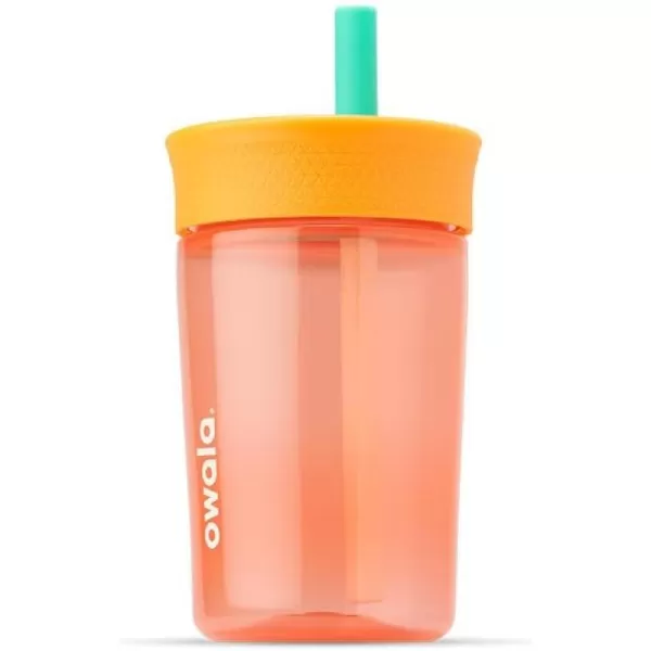 Owala Kids Insulation BPAFree Plastic Tumbler with Spill Resistant Flexible Straw Easy to Clean Kids Water Bottle Great for Travel Dishwasher Safe 15 Oz Orange and Peach WatermelonWatermelon