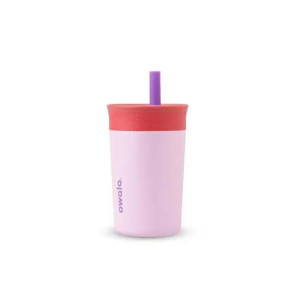 Owala Kids Insulation Stainless Steel Tumbler with Spill Resistant Flexible Straw Easy to Clean Kids Water Bottle Great for Travel Dishwasher Safe 12 Oz Peach and Yellow PicnicPurple  Pink