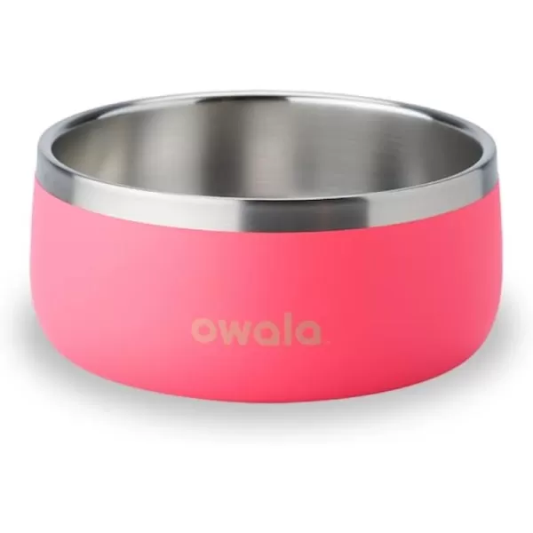 Owala Pet Bowl  Durable Stainless Steel Food and Water Bowl for Dogs Cats and All Pets NonSlip Base 48oz Black Very Very DarkHyper Flamingo