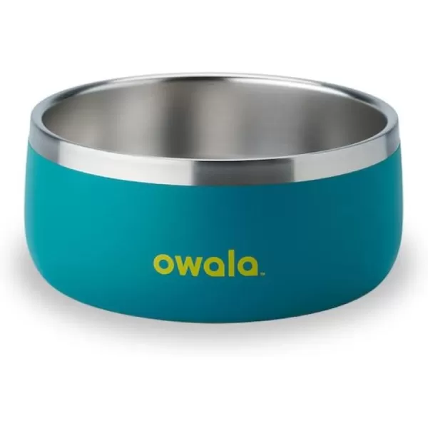 Owala Pet Bowl  Durable Stainless Steel Food and Water Bowl for Dogs Cats and All Pets NonSlip Base 48oz Black Very Very DarkTurquoise  Caicos