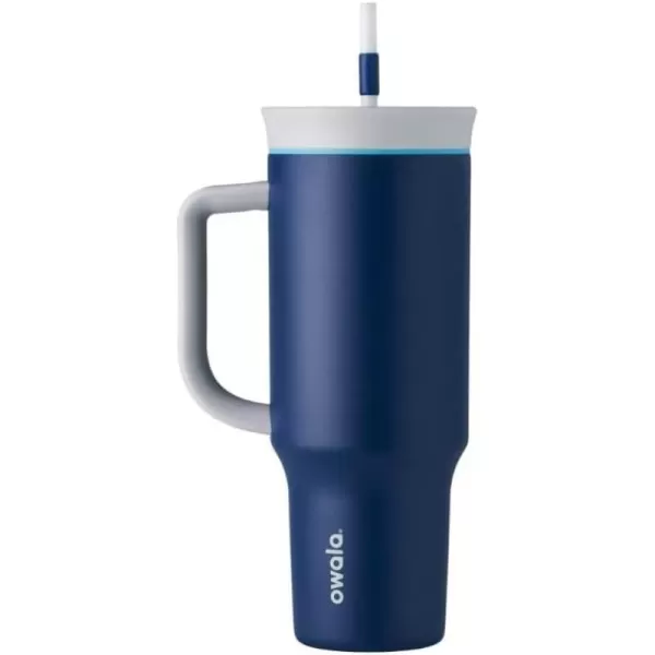 Owala Stainless Steel Triple Layer Insulated Travel Tumbler with Spill Resistant Lid Straw and Carry Handle BPA Free 40 oz Dark Blue Saltwater StarfishSaltwater Starfish