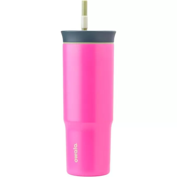 Owala Stainless Steel Triple Layer Insulated Travel Tumbler with Spill Resistant Lid Straw and Carry Handle BPA Free 40 oz Pink Watermelon BreezeWatermelon Breeze