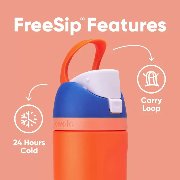 imageOwala Kids FreeSip Insulated Stainless Steel Water Bottle with Straw BPAFree Sports Water Bottle Great for Travel 16 oz Mint ChocolateBlue Citrus