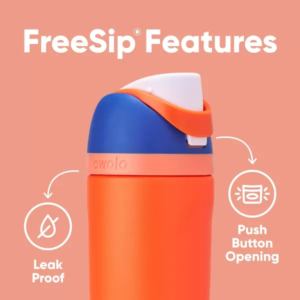 imageOwala Kids FreeSip Insulated Stainless Steel Water Bottle with Straw BPAFree Sports Water Bottle Great for Travel 16 oz Mint ChocolateBlue Citrus