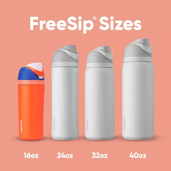 imageOwala Kids FreeSip Insulated Stainless Steel Water Bottle with Straw BPAFree Sports Water Bottle Great for Travel 16 oz Mint ChocolateBlue Citrus