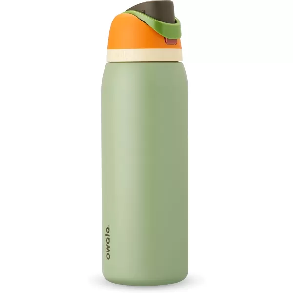 imageOwala Kids FreeSip Insulated Stainless Steel Water Bottle with Straw BPAFree Sports Water Bottle Great for Travel 16 oz Mint ChocolateCamo Cool