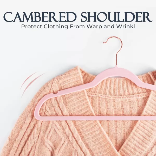HOUSE DAY Pink Velvet Hangers 60 Pack Premium NonSlip Felt Clothes Sturdy Heavy Duty Coat Durable Hangers for Suits Space Saving with No Hanger Mark 360 Swivel Rotating Rose Gold HookSakura Pink