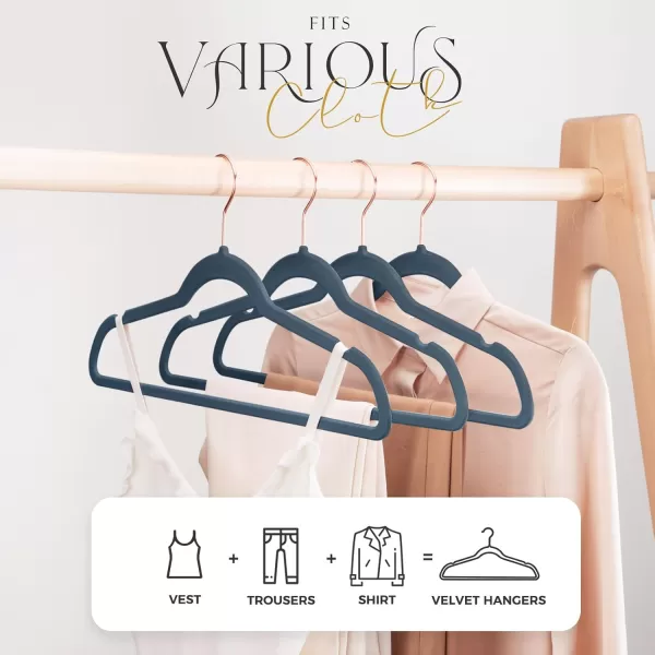 HOUSE DAY Pink Velvet Hangers 60 Pack Premium NonSlip Felt Clothes Sturdy Heavy Duty Coat Durable Hangers for Suits Space Saving with No Hanger Mark 360 Swivel Rotating Rose Gold HookNavy Blue