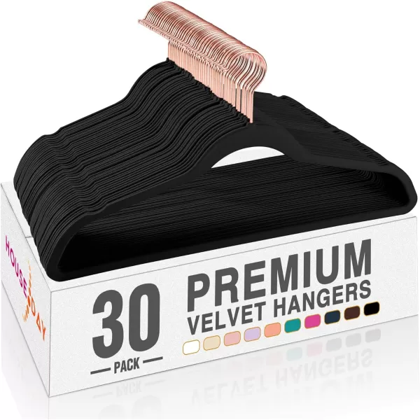 HOUSE DAY Pink Velvet Hangers 60 Pack Premium NonSlip Felt Clothes Sturdy Heavy Duty Coat Durable Hangers for Suits Space Saving with No Hanger Mark 360 Swivel Rotating Rose Gold HookBlack