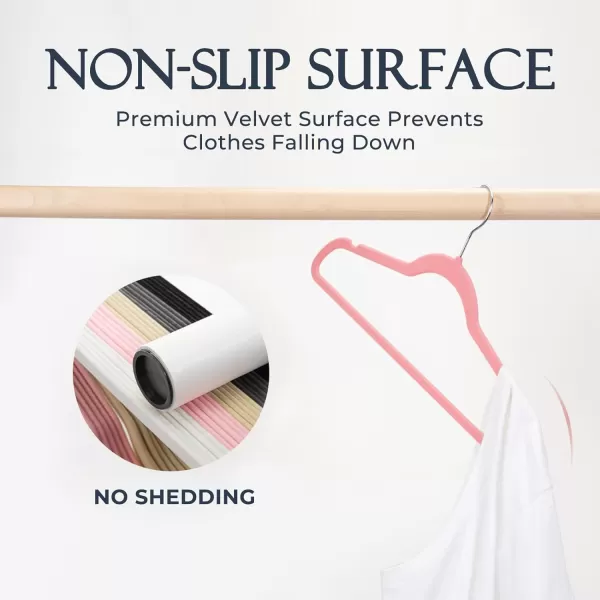 HOUSE DAY Pink Velvet Hangers 60 Pack Premium NonSlip Felt Clothes Sturdy Heavy Duty Coat Durable Hangers for Suits Space Saving with No Hanger Mark 360 Swivel Rotating Rose Gold HookSakura Pink