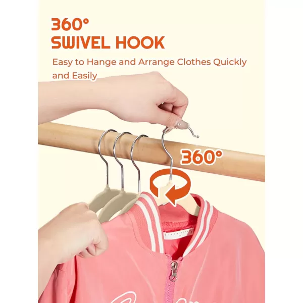 HOUSE DAY Kids Velvet Hangers 50 Pack Durable Big Kids Hangers 14 Inch Hangers for Youth Non Slip Kids Felt Hangers Cute Childrens Hangers for Closet Pink Hangers KidsBeige