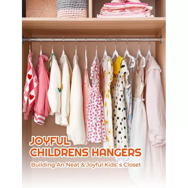 HOUSE DAY Kids Velvet Hangers 50 Pack Durable Big Kids Hangers 14 Inch Hangers for Youth Non Slip Kids Felt Hangers Cute Childrens Hangers for Closet Pink Hangers KidsWhite