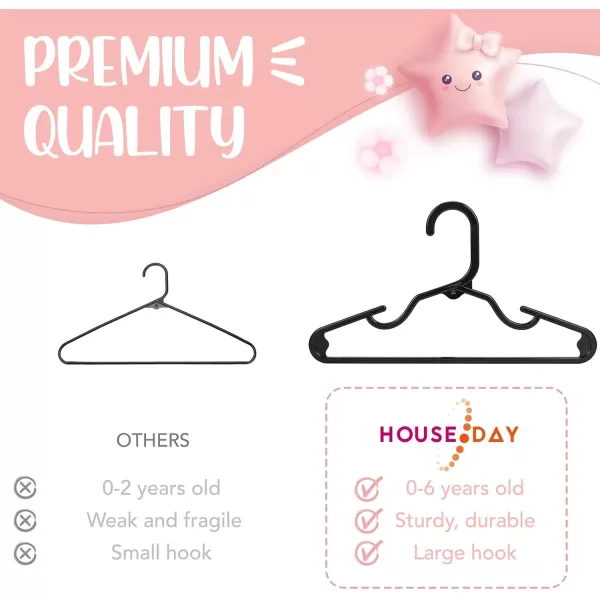 HOUSE DAY Plastic Baby Hangers for Closet 20 Pack Durable Plastic Kids Hangers for Baby Clothes Thin ampamp Compact Childrens Hangers Space Saving Pink Baby Hangers Small Hangers for Kids ClothesBlack