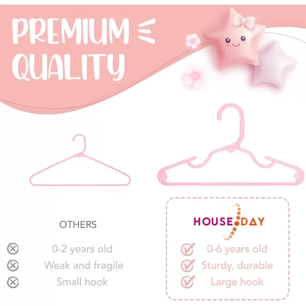 HOUSE DAY Plastic Baby Hangers for Closet 20 Pack Durable Plastic Kids Hangers for Baby Clothes Thin ampamp Compact Childrens Hangers Space Saving Pink Baby Hangers Small Hangers for Kids ClothesPink