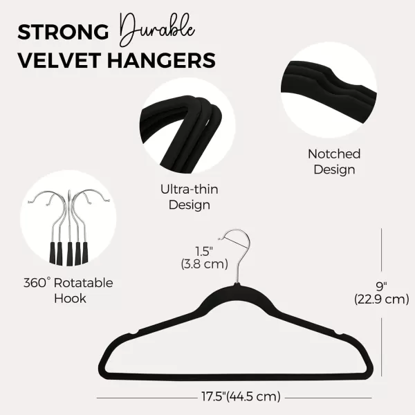 HOUSE DAY Premium Velvet Hangers 50 Pack NonSlip Flocked Felt Hangers Sturdy Clothes Hangers Heavy Duty Coat Hangers ampamp Suit Hangers Durable Slim Pink Hangers for Closet Space SavingBlack Silver