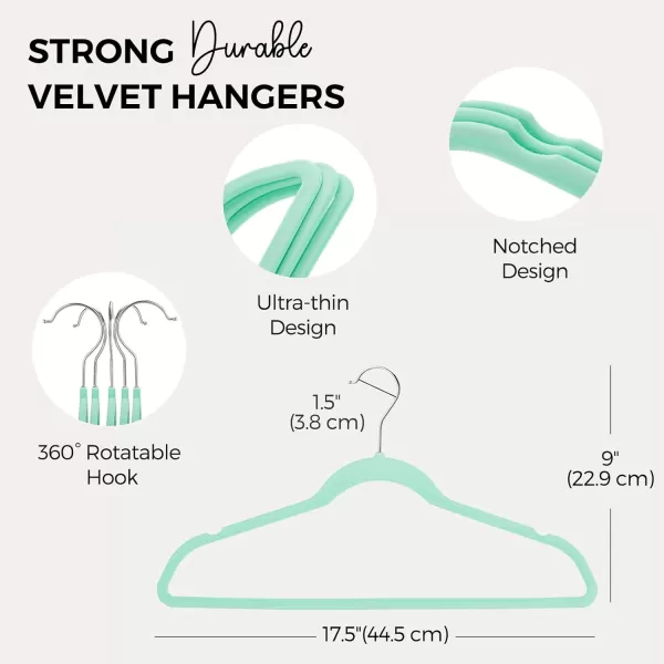 HOUSE DAY Premium Velvet Hangers 50 Pack NonSlip Flocked Felt Hangers Sturdy Clothes Hangers Heavy Duty Coat Hangers ampamp Suit Hangers Durable Slim Pink Hangers for Closet Space SavingCarnival Green Silver