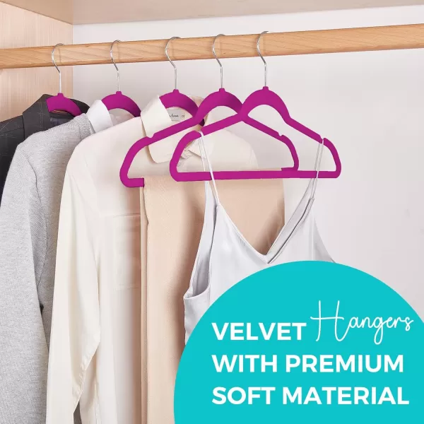 HOUSE DAY Premium Velvet Hangers 50 Pack NonSlip Flocked Felt Hangers Sturdy Clothes Hangers Heavy Duty Coat Hangers ampamp Suit Hangers Durable Slim Pink Hangers for Closet Space SavingRose Violet Silver