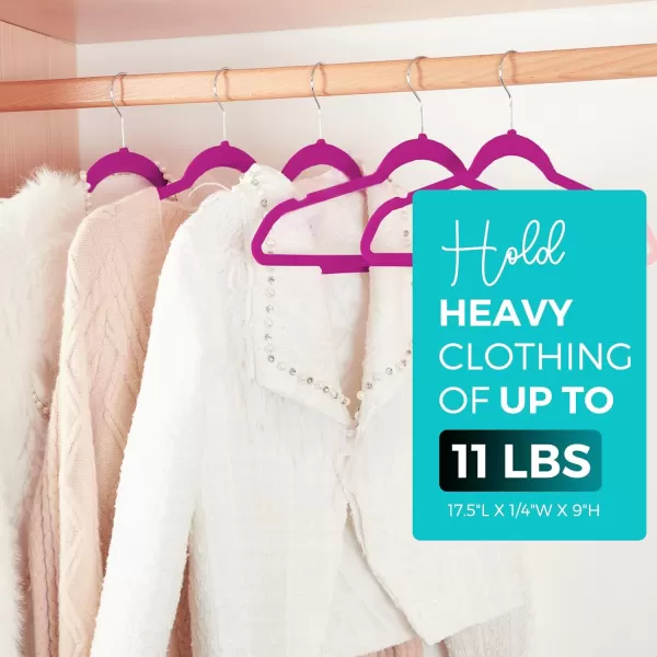 HOUSE DAY Premium Velvet Hangers 50 Pack NonSlip Flocked Felt Hangers Sturdy Clothes Hangers Heavy Duty Coat Hangers ampamp Suit Hangers Durable Slim Pink Hangers for Closet Space SavingRose Violet Silver