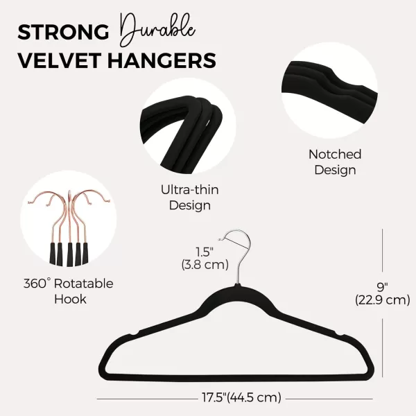 HOUSE DAY Premium Velvet Hangers 50 Pack NonSlip Flocked Felt Hangers Sturdy Clothes Hangers Heavy Duty Coat Hangers ampamp Suit Hangers Durable Slim Pink Hangers for Closet Space SavingBlack Silver