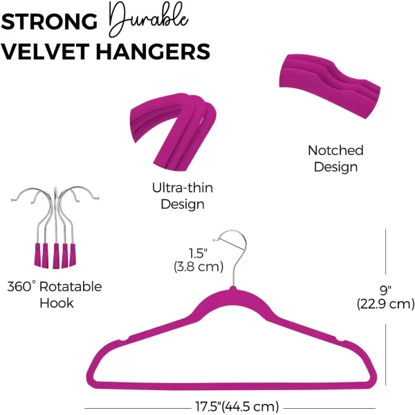 HOUSE DAY Premium Velvet Hangers 50 Pack NonSlip Flocked Felt Hangers Sturdy Clothes Hangers Heavy Duty Coat Hangers ampamp Suit Hangers Durable Slim Pink Hangers for Closet Space SavingRose Violet Silver