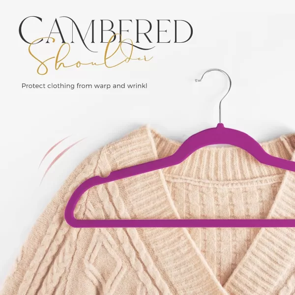 HOUSE DAY Premium Velvet Hangers 50 Pack NonSlip Flocked Felt Hangers Sturdy Clothes Hangers Heavy Duty Coat Hangers ampamp Suit Hangers Durable Slim Pink Hangers for Closet Space SavingRose Violet Silver