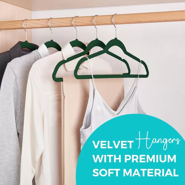 HOUSE DAY Premium Velvet Hangers 50 Pack NonSlip Flocked Felt Hangers Sturdy Clothes Hangers Heavy Duty Coat Hangers ampamp Suit Hangers Durable Slim Pink Hangers for Closet Space SavingEmerald Green Silver