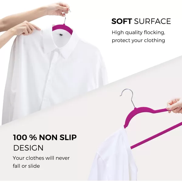 HOUSE DAY Premium Velvet Hangers 50 Pack NonSlip Flocked Felt Hangers Sturdy Clothes Hangers Heavy Duty Coat Hangers ampamp Suit Hangers Durable Slim Pink Hangers for Closet Space SavingRose Violet Silver