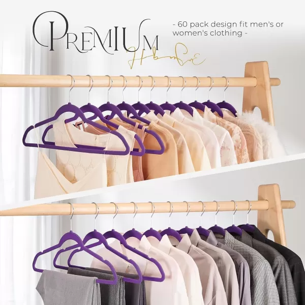 HOUSE DAY Premium Velvet Hangers 50 Pack NonSlip Flocked Felt Hangers Sturdy Clothes Hangers Heavy Duty Coat Hangers ampamp Suit Hangers Durable Slim Pink Hangers for Closet Space SavingNoble Purple Silver