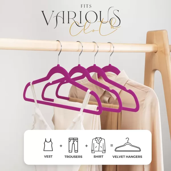 HOUSE DAY Premium Velvet Hangers 50 Pack NonSlip Flocked Felt Hangers Sturdy Clothes Hangers Heavy Duty Coat Hangers ampamp Suit Hangers Durable Slim Pink Hangers for Closet Space SavingRose Violet Silver
