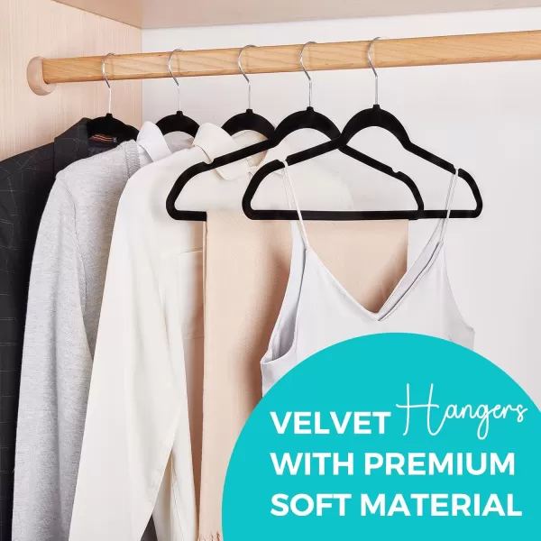 HOUSE DAY Premium Velvet Hangers 50 Pack NonSlip Flocked Felt Hangers Sturdy Clothes Hangers Heavy Duty Coat Hangers ampamp Suit Hangers Durable Slim Pink Hangers for Closet Space SavingBlack Silver