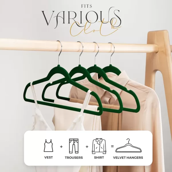 HOUSE DAY Premium Velvet Hangers 50 Pack NonSlip Flocked Felt Hangers Sturdy Clothes Hangers Heavy Duty Coat Hangers ampamp Suit Hangers Durable Slim Pink Hangers for Closet Space SavingEmerald Green Silver