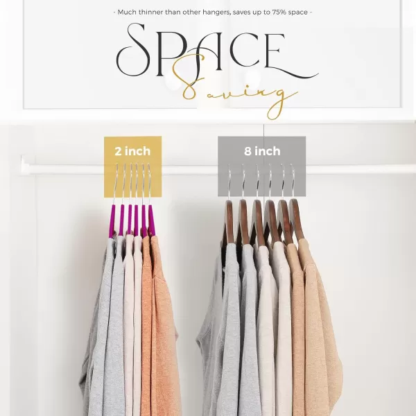 HOUSE DAY Premium Velvet Hangers 50 Pack NonSlip Flocked Felt Hangers Sturdy Clothes Hangers Heavy Duty Coat Hangers ampamp Suit Hangers Durable Slim Pink Hangers for Closet Space SavingRose Violet Silver