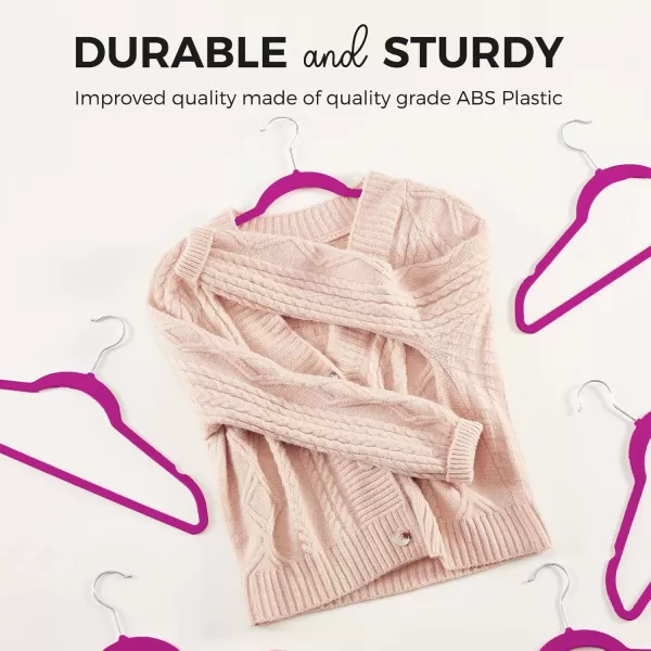 HOUSE DAY Premium Velvet Hangers 50 Pack NonSlip Flocked Felt Hangers Sturdy Clothes Hangers Heavy Duty Coat Hangers ampamp Suit Hangers Durable Slim Pink Hangers for Closet Space SavingRose Violet Silver