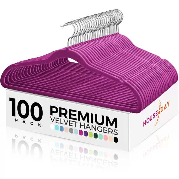 HOUSE DAY Premium Velvet Hangers 50 Pack NonSlip Flocked Felt Hangers Sturdy Clothes Hangers Heavy Duty Coat Hangers ampamp Suit Hangers Durable Slim Pink Hangers for Closet Space SavingRose Violet Silver