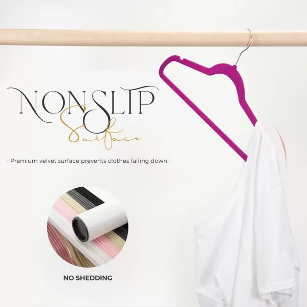 HOUSE DAY Premium Velvet Hangers 50 Pack NonSlip Flocked Felt Hangers Sturdy Clothes Hangers Heavy Duty Coat Hangers ampamp Suit Hangers Durable Slim Pink Hangers for Closet Space SavingRose Violet Silver