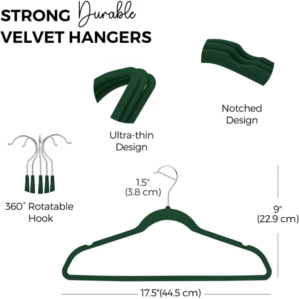 HOUSE DAY Premium Velvet Hangers 50 Pack NonSlip Flocked Felt Hangers Sturdy Clothes Hangers Heavy Duty Coat Hangers ampamp Suit Hangers Durable Slim Pink Hangers for Closet Space SavingEmerald Green Silver