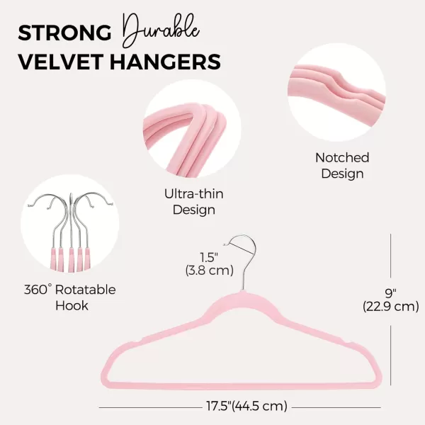 HOUSE DAY Premium Velvet Hangers 50 Pack NonSlip Flocked Felt Hangers Sturdy Clothes Hangers Heavy Duty Coat Hangers ampamp Suit Hangers Durable Slim Pink Hangers for Closet Space SavingLight Pink Silver